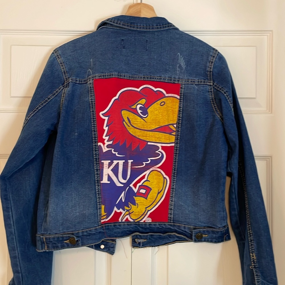 Womens Custom KU Rock Chalk Jayhawk Denim Jacket